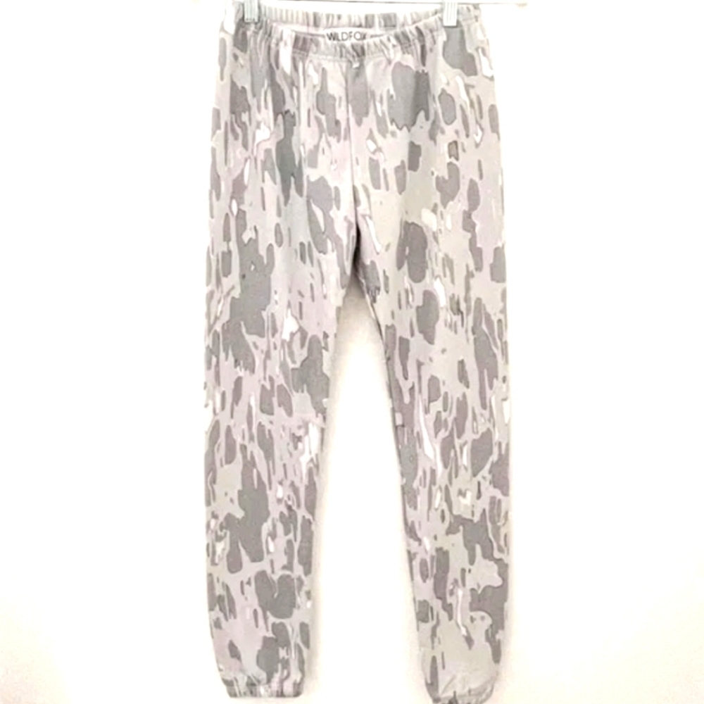 Wildfox Women's Knox Gray Rose Camo Jogger Pants Sweatpants Size Small